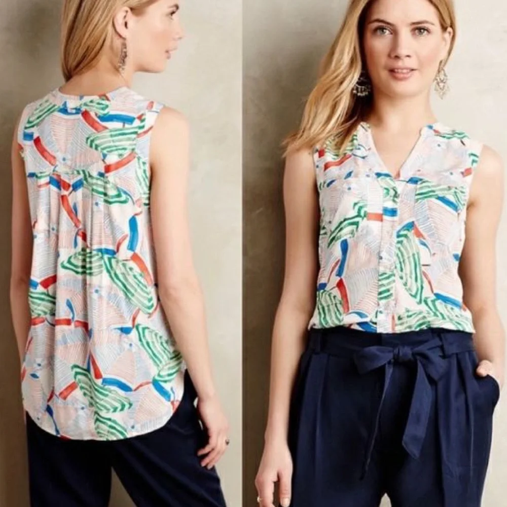 Maeve Sunseeker Sleeveless Tank in Umbrella Print - Picture 2 of 6